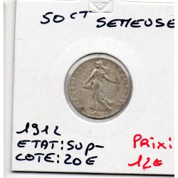 50 centimes Semeuse Argent 1912 Sup-, France pièce de monnaie