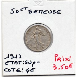 50 centimes Semeuse Argent 1917 Sup-, France pièce de monnaie