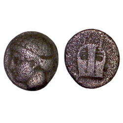 Ionie, Kolophon Diobol argent (-375 à -350) Apollon Lyre