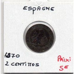 Espagne 2 centimos 1870 TTB, KM 661 pièce de monnaie