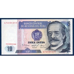 Perou Pick N°128, Billet de banque de 10 Intis 1985-1986