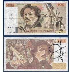 100 Francs Delacroix TTB 1984 avec autographe Nigel Mansell Billet de la banque de France