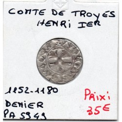 Champagne, Comté de Troyes, Henri 1er (1152-1180) Denier