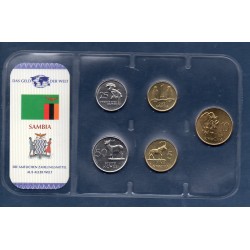 Zambie Série 5 pièces 1992 FDC pièces de monnaie