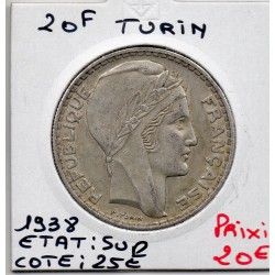 20 francs Turin 1938 Sup, France pièce de monnaie