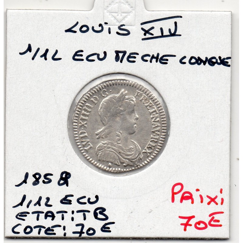 1/12 Ecu à la mèche Longue 1658 & aix Louis XIV pièce de monnaie royale