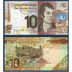Ecosse Pick N°229Jc, Billet de banque de 10 pounds 2014 Clydesdale Bank