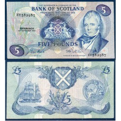 Ecosse Pick N°112f, Billet de banque de 5 pounds 1983-1988 Bank of Scotland