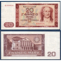 Allemagne RDA Pick N°24a, TTB+ Billet de banque de 20 Mark 1964