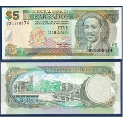 Barbade Pick N°61, Neuf Billet de banque de 5 dollars 2000