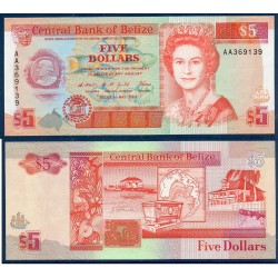 Belize Pick N°53a, Neuf Billet de banque de 5 dollars 1990