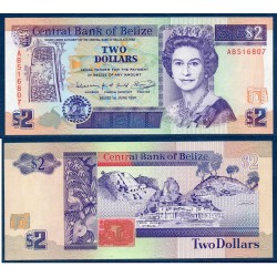 Belize Pick N°52b, Neuf Billet de banque de 2 dollars 1991