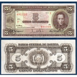 Bolivie Pick N°138a, Billet de banque de 5 Bolivianos 1945