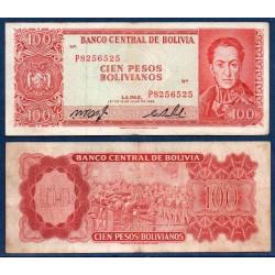 Bolivie Pick N°163a, TB Billet de banque de 100 Pesos 1962