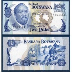 Botswana Pick N°2a, Billet de banque de 2 Pula 1976