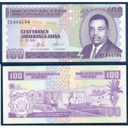 Burundi Pick N°37a, Billet de banque de 100 Francs 1993