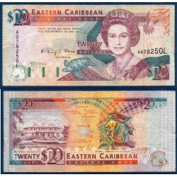 Caraïbes de l'est Pick N°28L Sainte Lucie Billet de banque de 20 dollars 1993