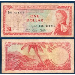 Caraïbes de l'est Pick N°13f, B pour Billet de banque de 1 dollars 1965