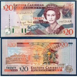 Caraïbes de l'est Pick N°44k, pour Saint Kitts Billet de banque de 20 dollars 2003
