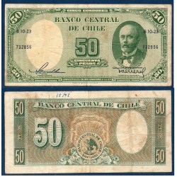 Chili Pick N°121, TB Billet de banque de 50 pesos 1958-1959