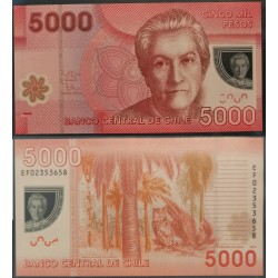 Chili Pick N°163d, neuf Billet de banque de 5000 Pesos 2013
