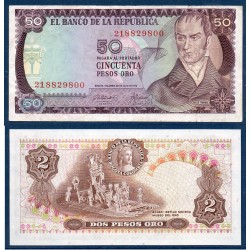 Colombie Pick N°414a, TTB Billet de banque de 50 Pesos oro 1973-1974