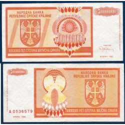Croatie (serbie) Pick N°R16a, TTB Billet de banque de 500 Millions dinara 1992