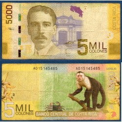 Costa Rica Pick N°276a, TB Billet de banque de 5000 colones 2009