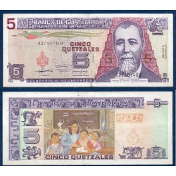 Guatemala Pick N°81, TTB Billet de banque de 5 Quetzales 1992