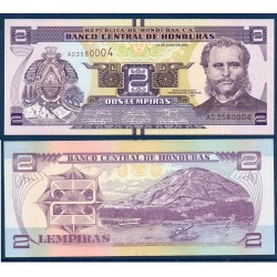 Honduras Pick N°97b, Billet de banque de 2 Lempiras 2014