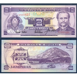 Honduras Pick N°72b, Billet de banque de 2 Lempiras 25.2.1993