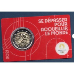 2 euro commémorative France 2021 Jo Paris 2024 rouge piece de monnaie €