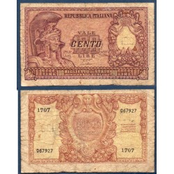 Italie Pick N°92a, B Billet de banque de 100 Lire 1944