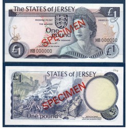 Jersey Pick N°11s, specimen Billet de banque de 1 livre 1976-1988