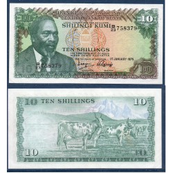 Kenya Pick N°12a, Billet de banque de 10 Shillings 1975