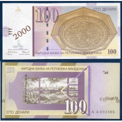 Macedoine Pick N°20a, Billet de banque de 100 Denari 2000