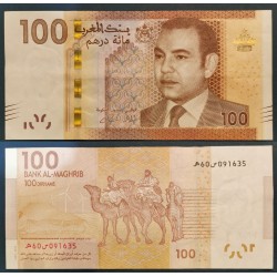 Maroc Pick N°76, Billet de banque de 100 Dirhams 2013