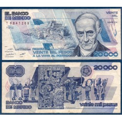 Mexique Pick N°92a, TB Billet de Banque de 20000 pesos 1988