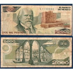 Mexique Pick N°86c, B Billet de Banque de 2000 pesos 1989