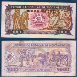 Mozambique Pick N°133a, Billet de banque de 5000 meticais 1988