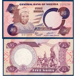 Nigeria Pick N°24d , Billet de Banque de 5 Naira 1984-2005