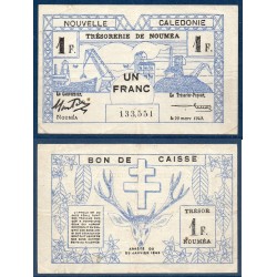 Nouvelle Calédonie Pick N°55b, TTB Billet de banque de 1 franc 1943