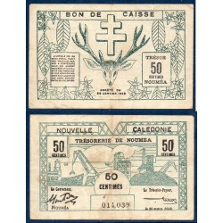 Nouvelle Calédonie Pick N°54, Billet de banque de 50 centimes 1943