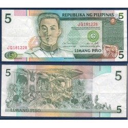 Philippines Pick N°168e, Billet de banque de 5 Piso 1985-1994