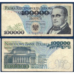 Pologne Pick N°154a, TB Billet de banque de 100000 Zlotych 1990