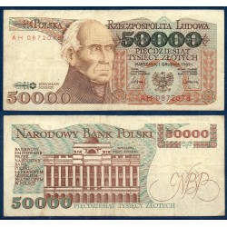 Pologne Pick N°153a, TTB- Billet de banque de 50000 Zlotych 1989