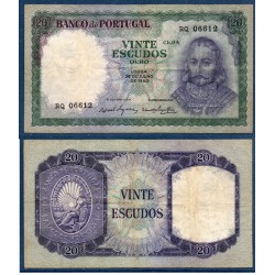 Portugal Pick N°163a, Billet de banque de 20 Escudos 1960