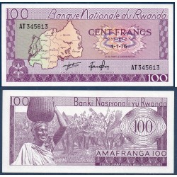 Rwanda Pick N°8d, Billet de banque de 100 Francs 1976