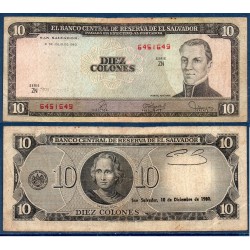 El Salvador Pick N°129b, TB Billet de banque de 10 colones 1979-1980