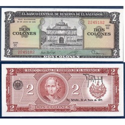 El Salvador Pick N°124a, Billet de banque de 2 colones 1977